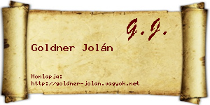 Goldner Jolán névjegykártya